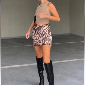 Princess Polly - VINCENT MINI SKIRT BEIGE PRINT